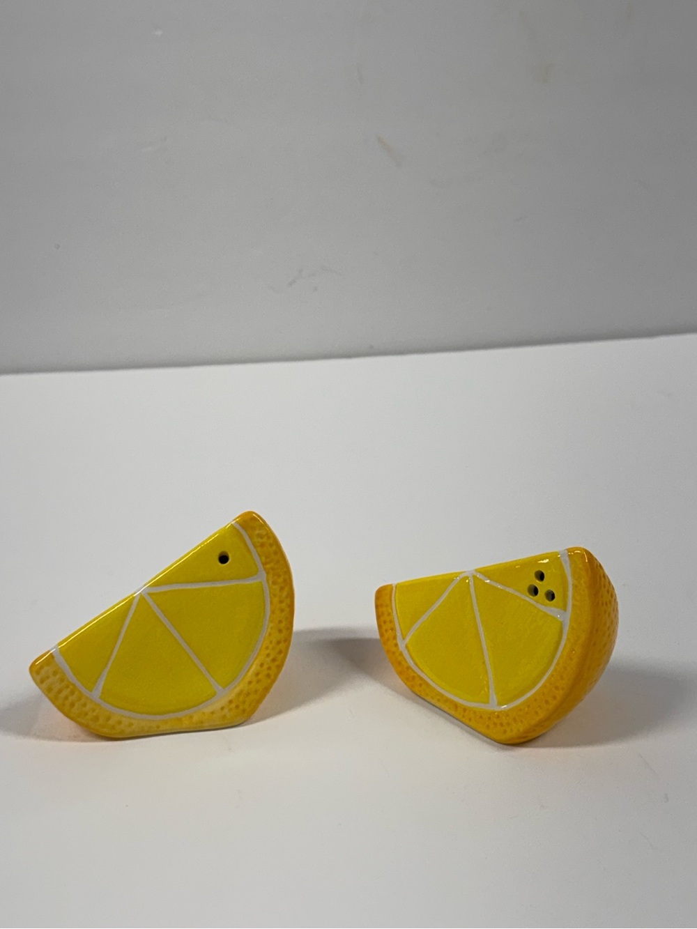 Yellow Lemon Slice Ceramic Salt and Pepper Shakers Never Used